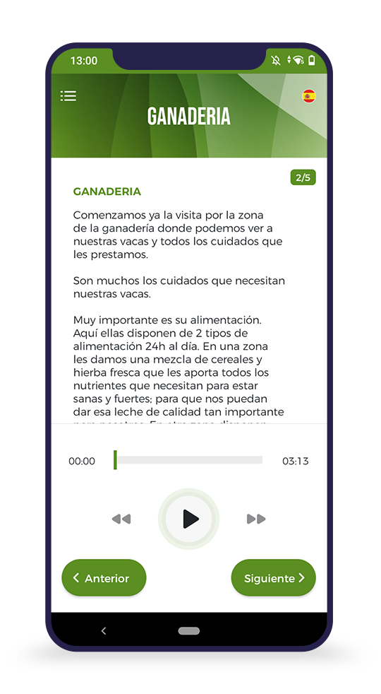 Pantalla 6 de la audioguía Quesería Vega de Tordín