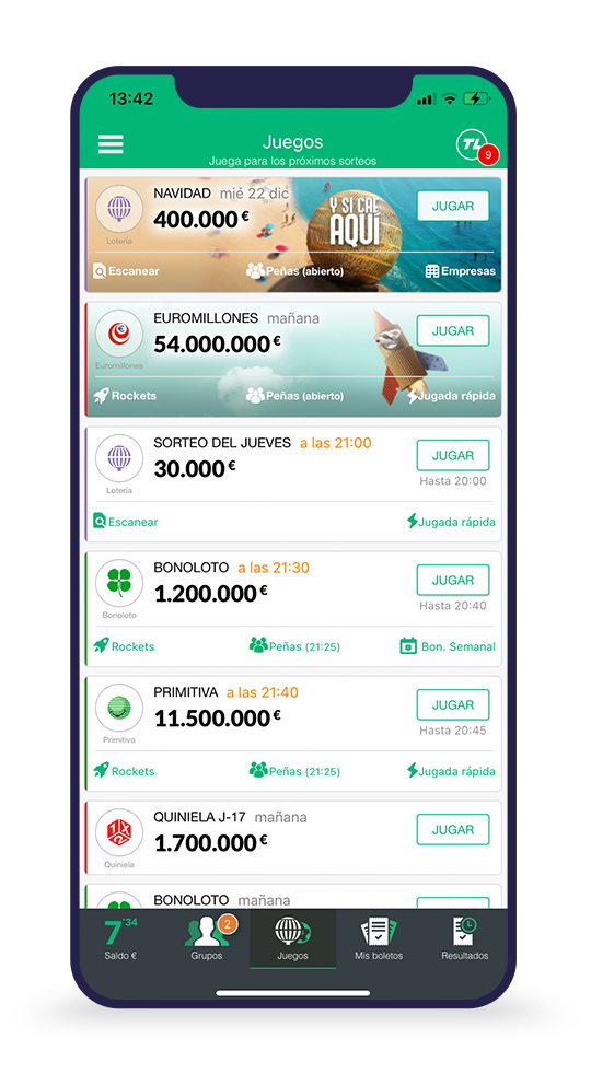 Listado de juegos en TuLotero